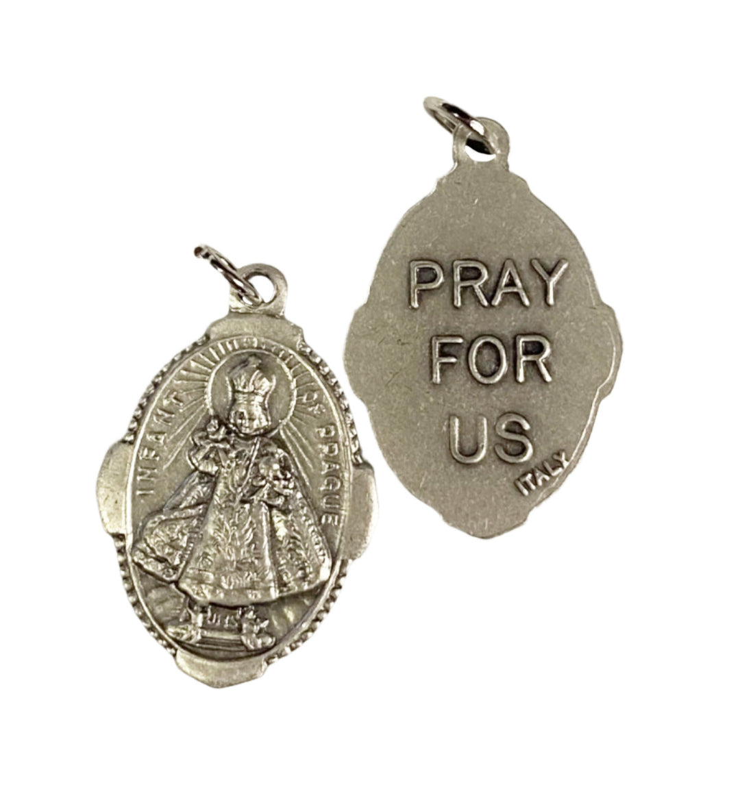 1" Infant of Prague Oxidized Medal