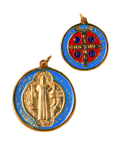 1" Gold & Multi Color St. Benedict Medal