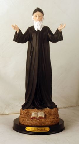 12" Wooden Base St. Charbel Statue