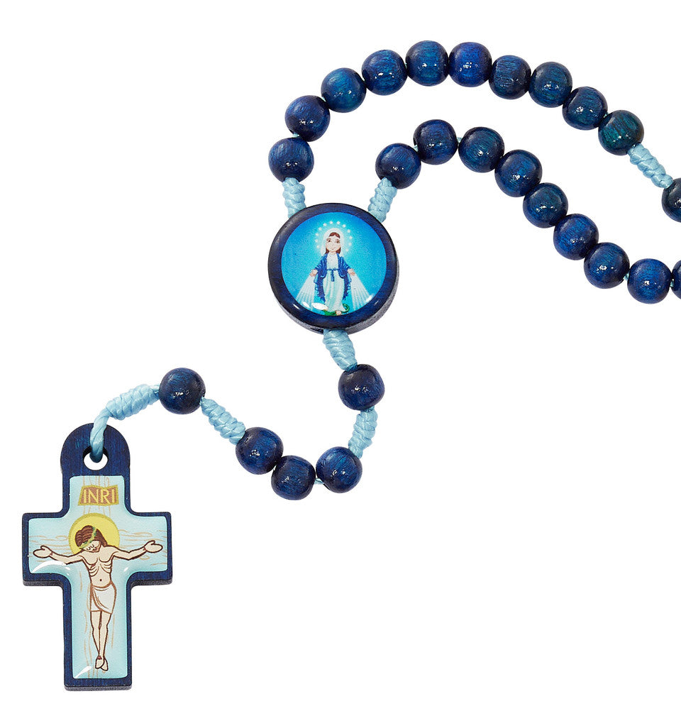 Kid's Miraculous Blue Wood Rosary