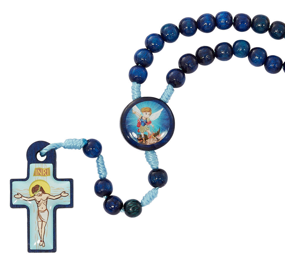 Kid's St. Michael Blue Wood Rosary