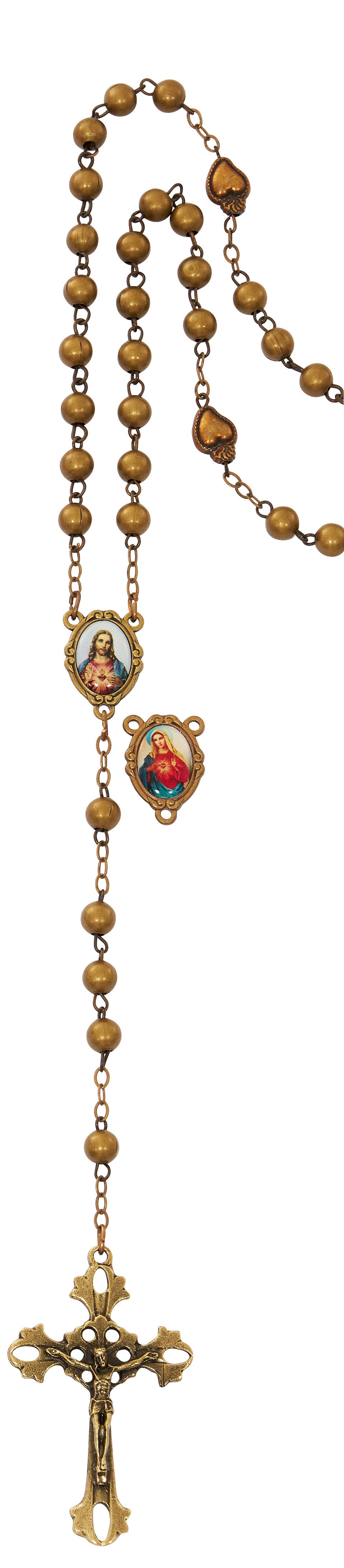 Bronze Sacred Heart & Immaculate Heart Rosary