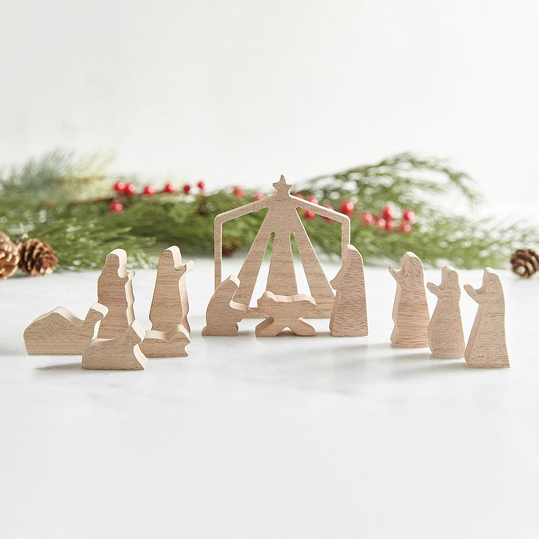 12 piece Nativity - Natural Wood