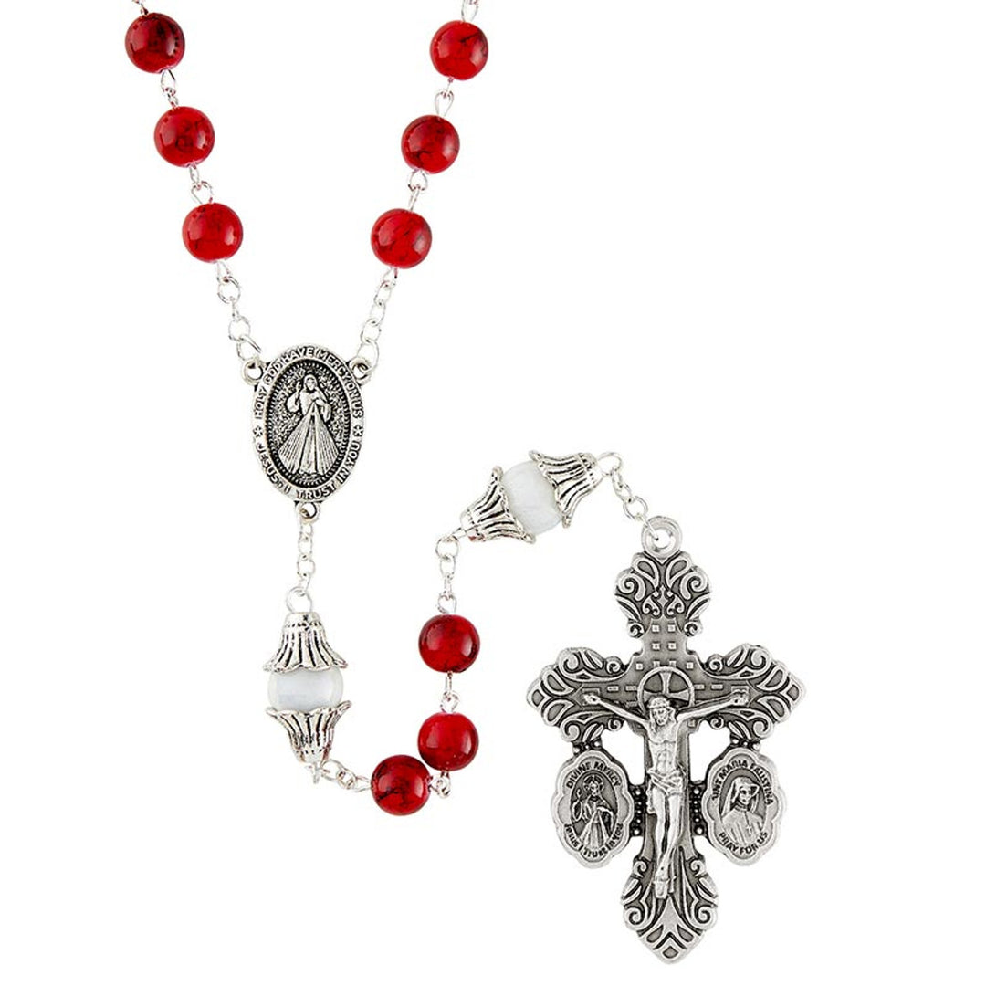 8mm Red Epidote Divine Mercy & St. Faustina Rosary