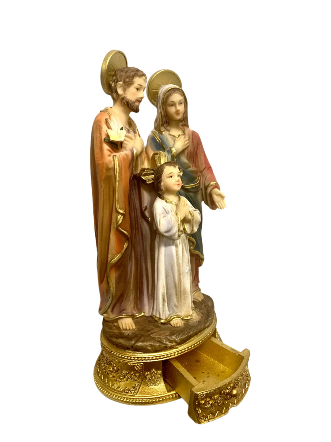 9" Holy Family Statue with Rosary Drawer