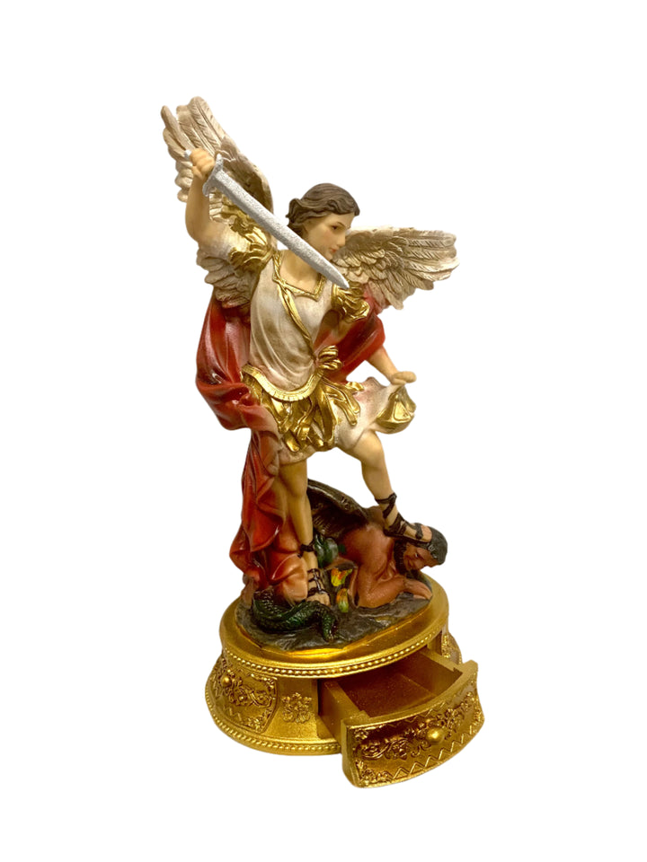 9" St. Michael Statue with Rosary Drawer