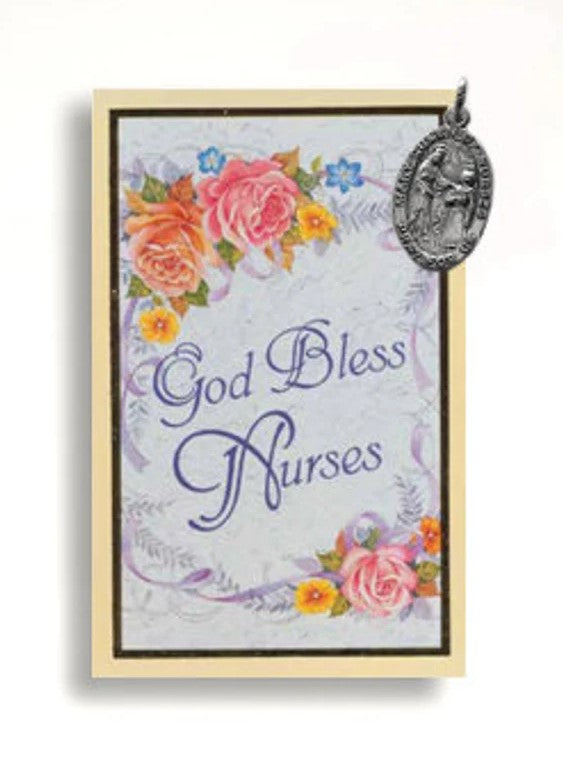 "God Bless Nurses" Medal & Prayer Card Set