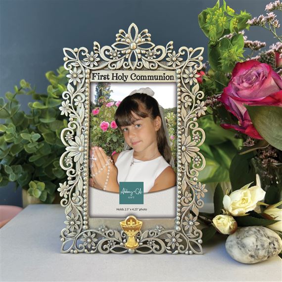 First Communion Filigree Floral Frame
