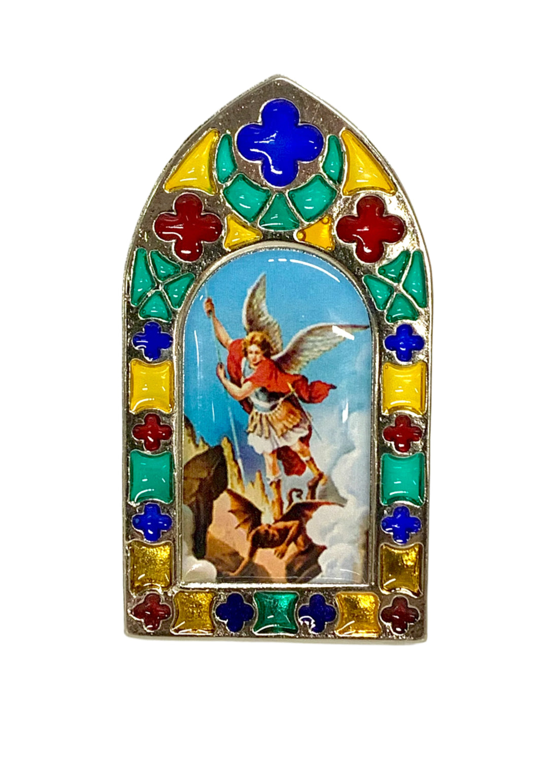 3" St. Michael Stain Glass Plaque