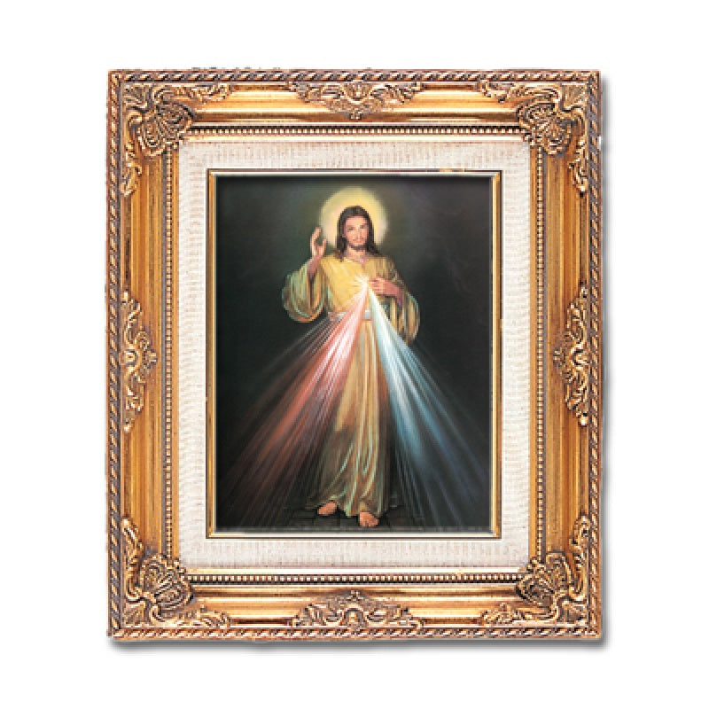 15.5" Divine Mercy Gold Framed Art Print (Spanish)