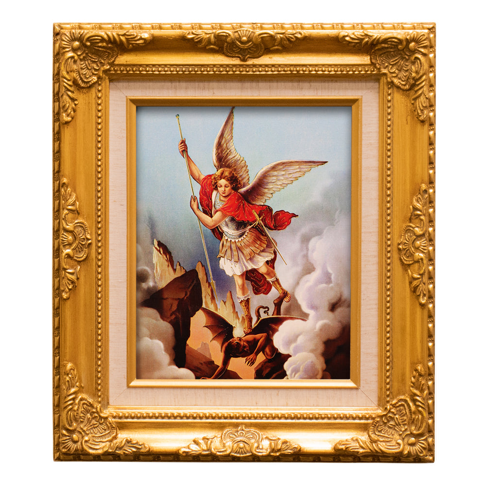 15.5" Gold Framed Saint Michael Archangel Art