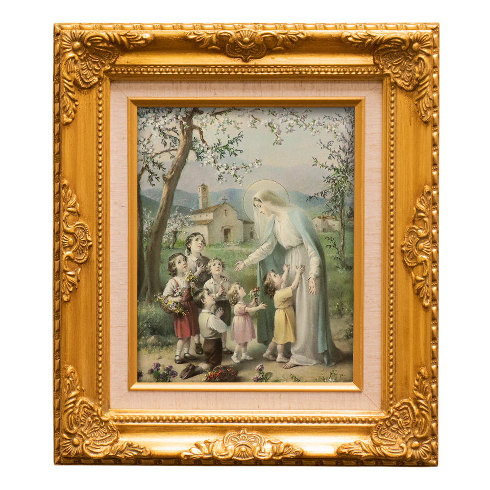 Madonna with Children Gold Framed Art Print