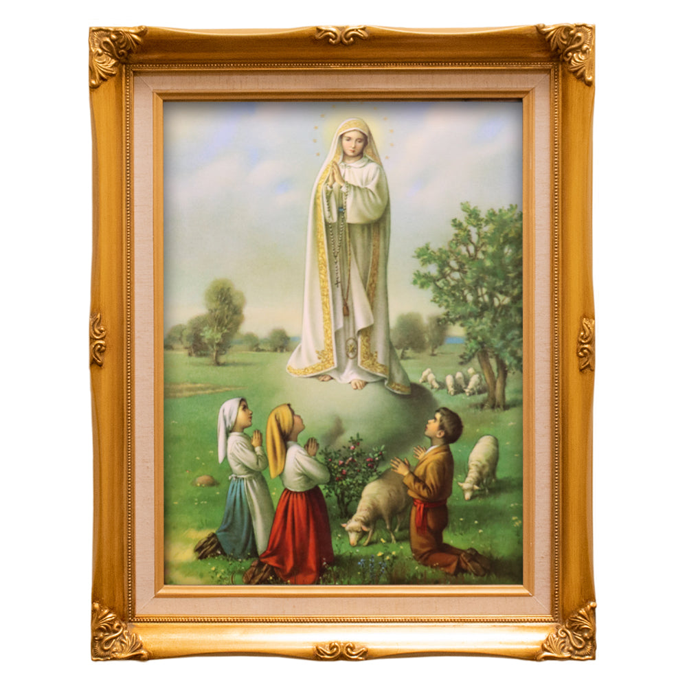 20" Our Lady of Fatima Gold Framed Art