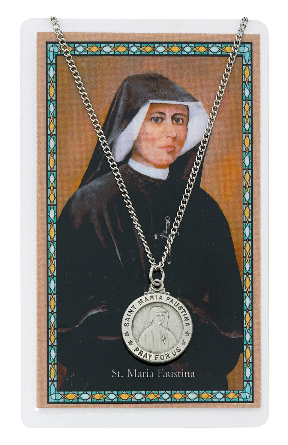 St. Maria Faustina Medal and Prayer Card Set