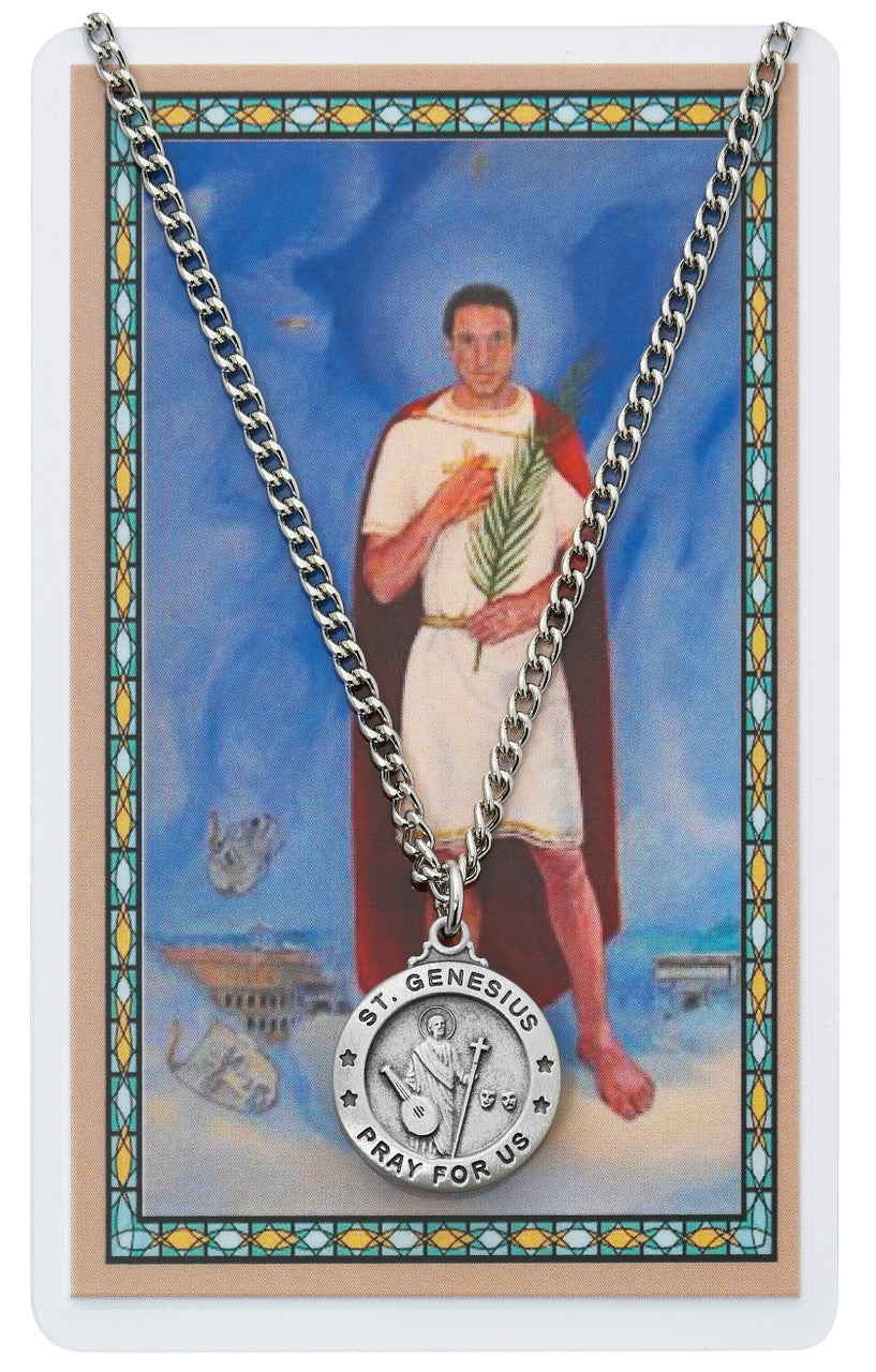 St. Genesius Medal and Prayer Card Set