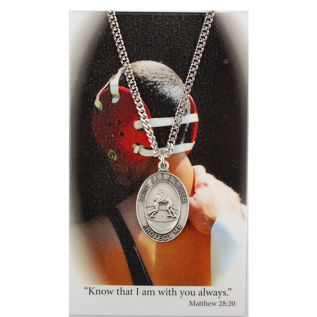 Saint Christopher Protect Me Medal and Card - Boy's Wrestling