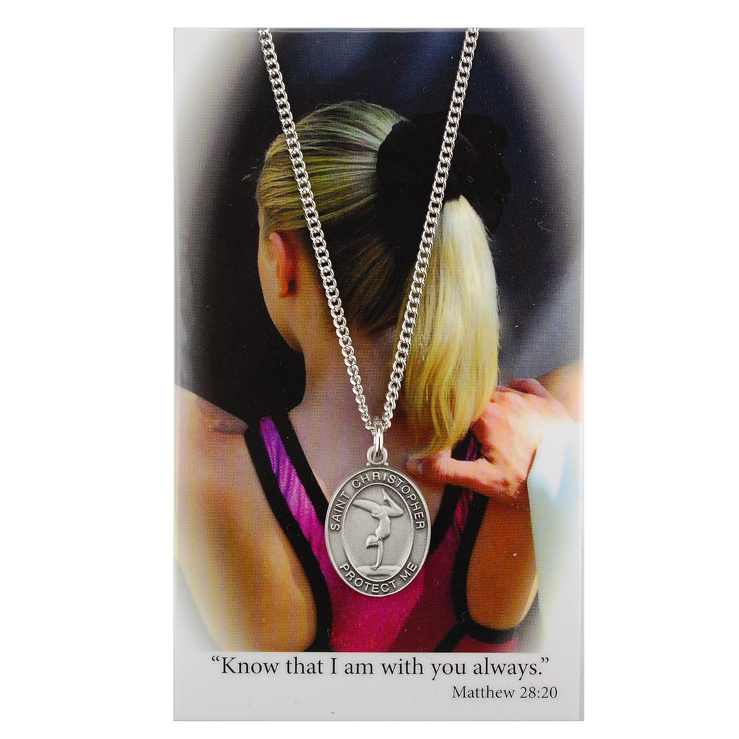 Girls Gymnastics Medal and Prayer Card Set