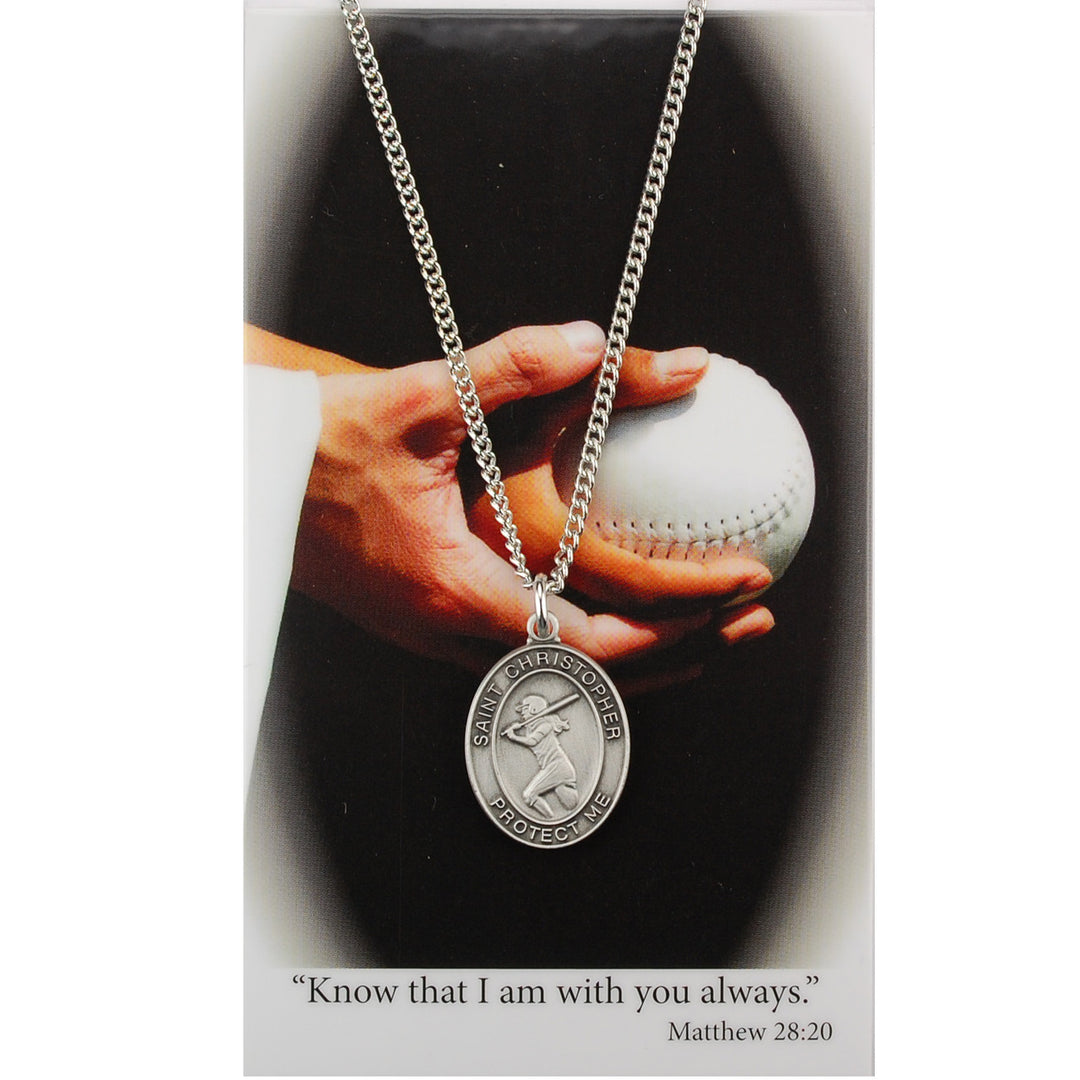 Girls Softball Medal and Prayer Card Set