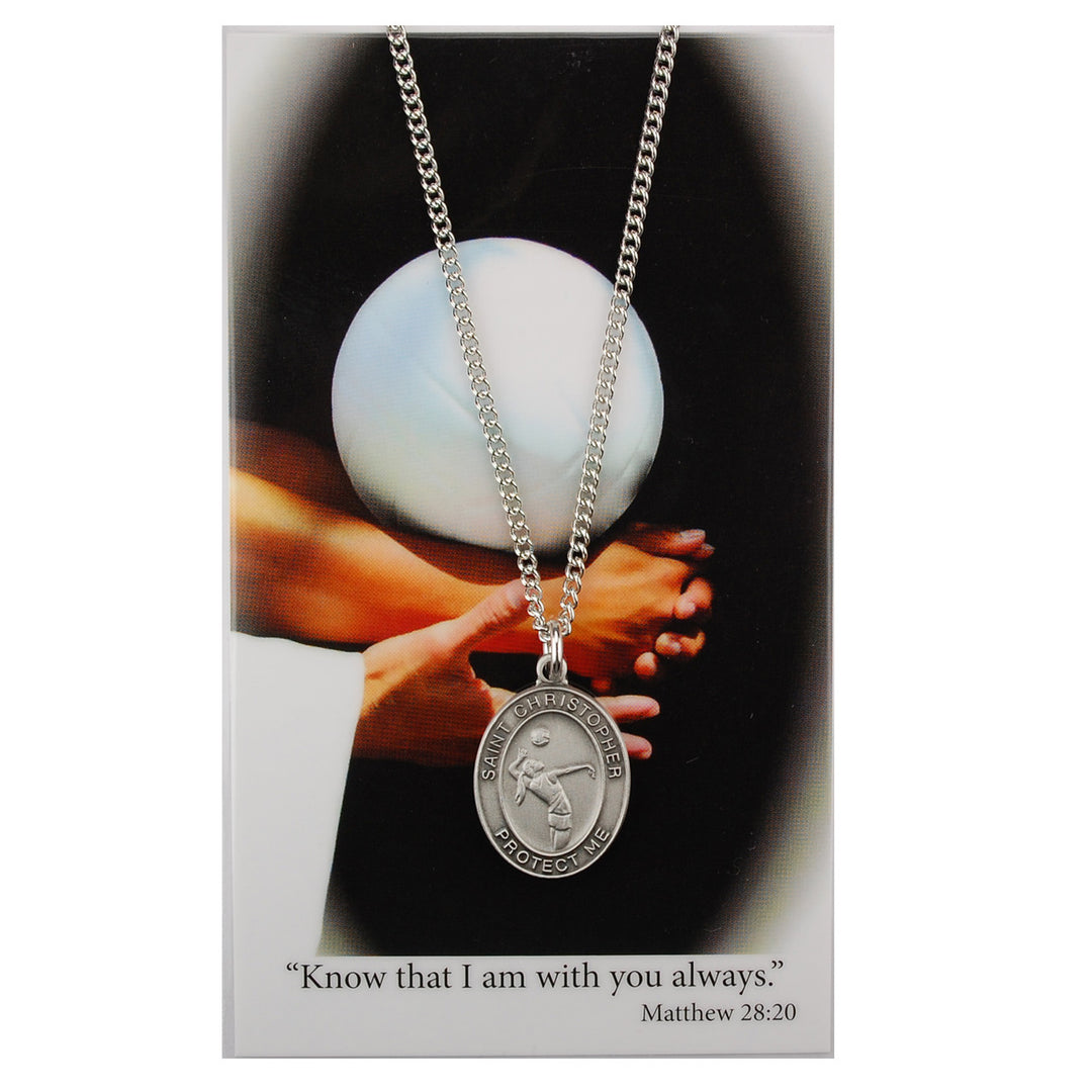 Girls Volleyball Medal and Prayer Card Set