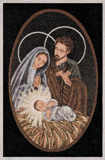 Nativity Oval Framed Tapestry