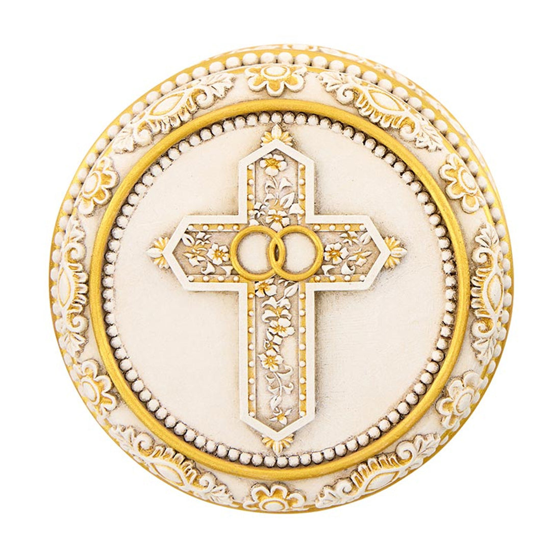 2" Double-Ring Cross Wedding Rosary Box