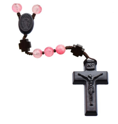 8mm Pink Jade/Jujube Wood Rosary