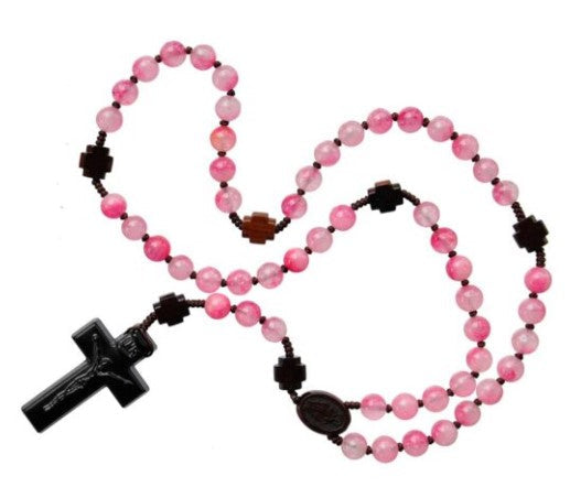 8mm Pink Jade/Jujube Wood Rosary