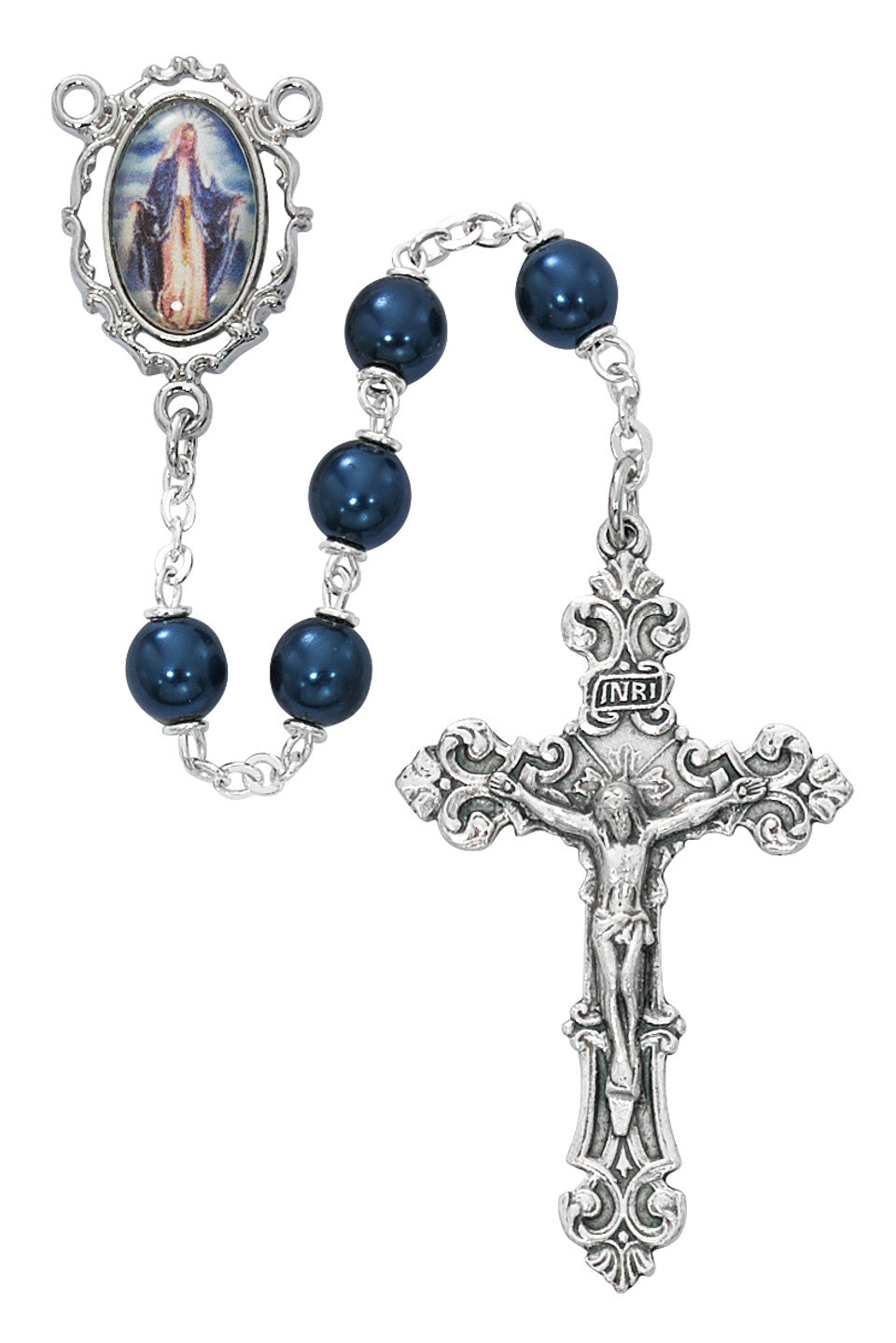 7mm Blue Pearl Our Lady of Grace Rosary