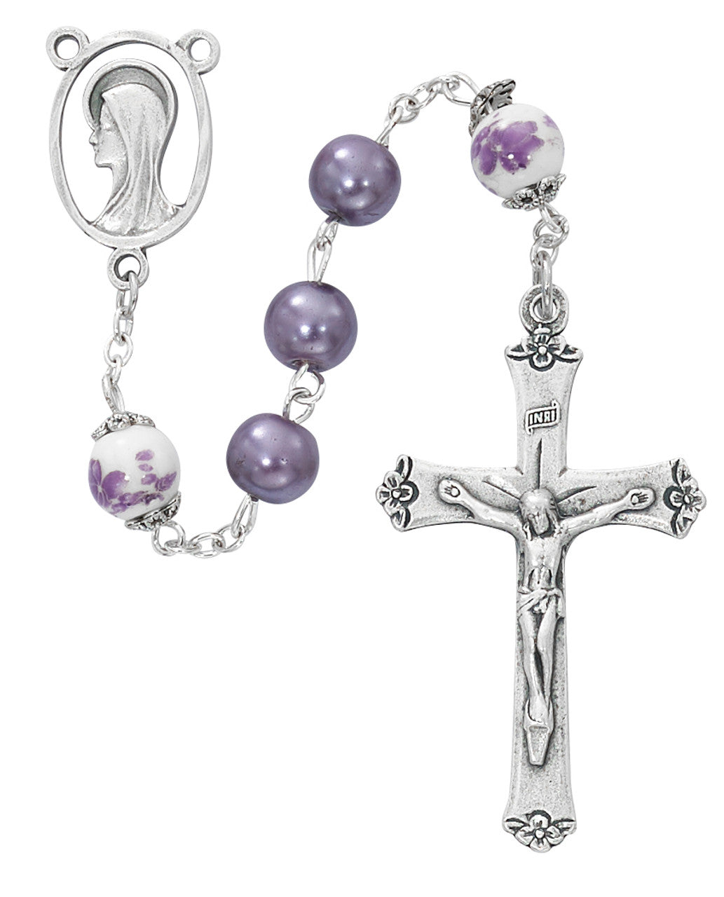 Purple Pearl/Ceramic Bead Rosary