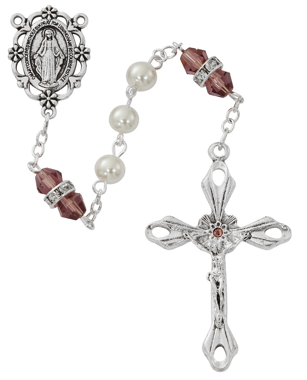 Pearl and Dark Amethyst Rosary