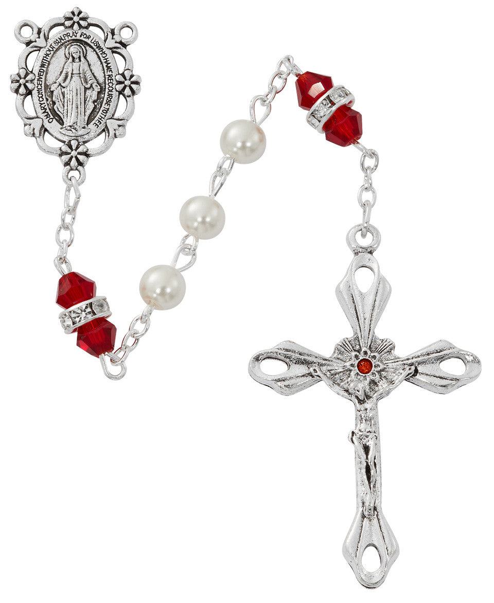 Pearl and Garnet Rosary