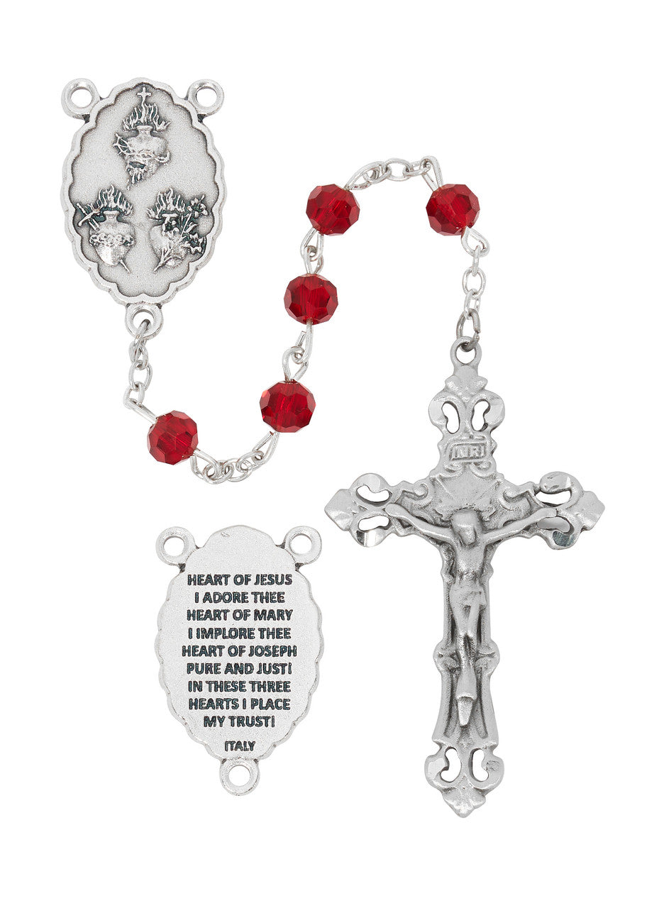 7MM Garnet Three Heart Rosary