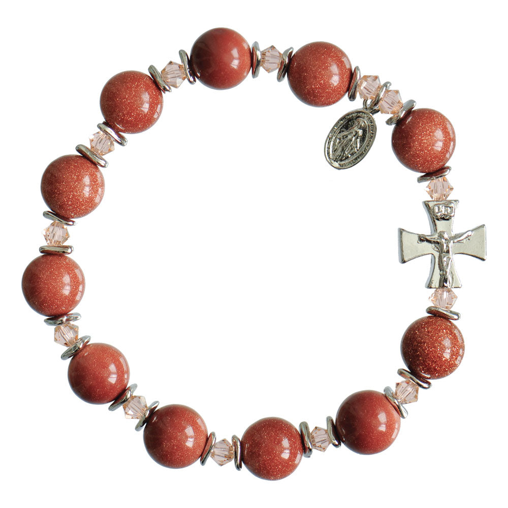 10mm Genuine Gold Stone Rosary Bracelet