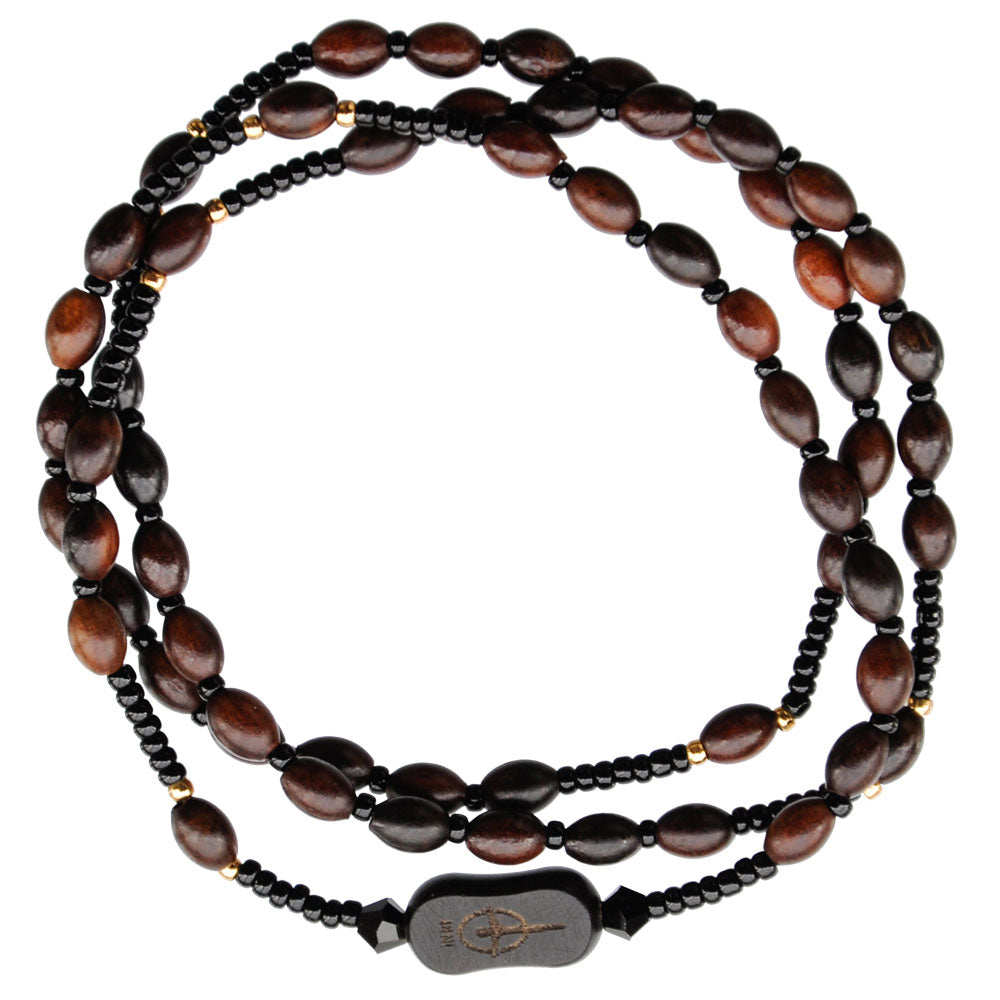 4mm Jujube Wood Oval Twisting Rosary Bracelet