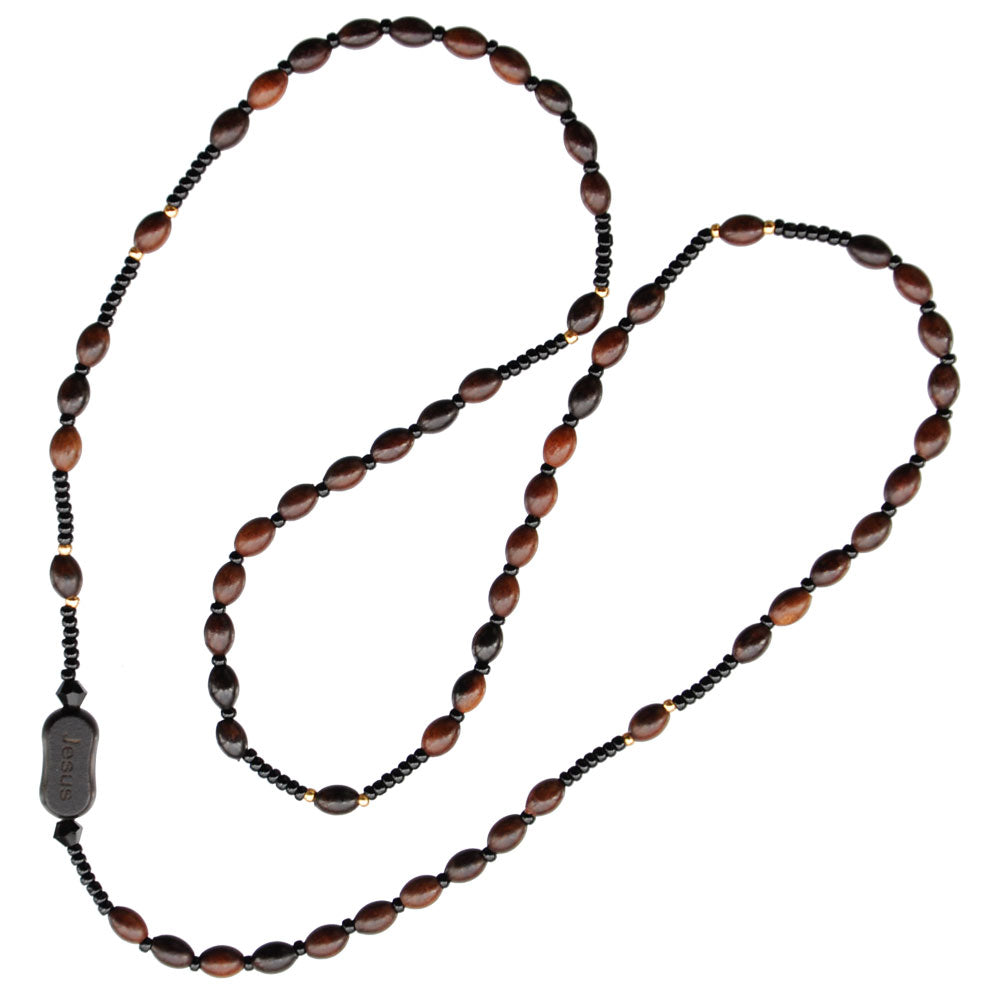 4mm Jujube Wood Oval Twisting Rosary Bracelet