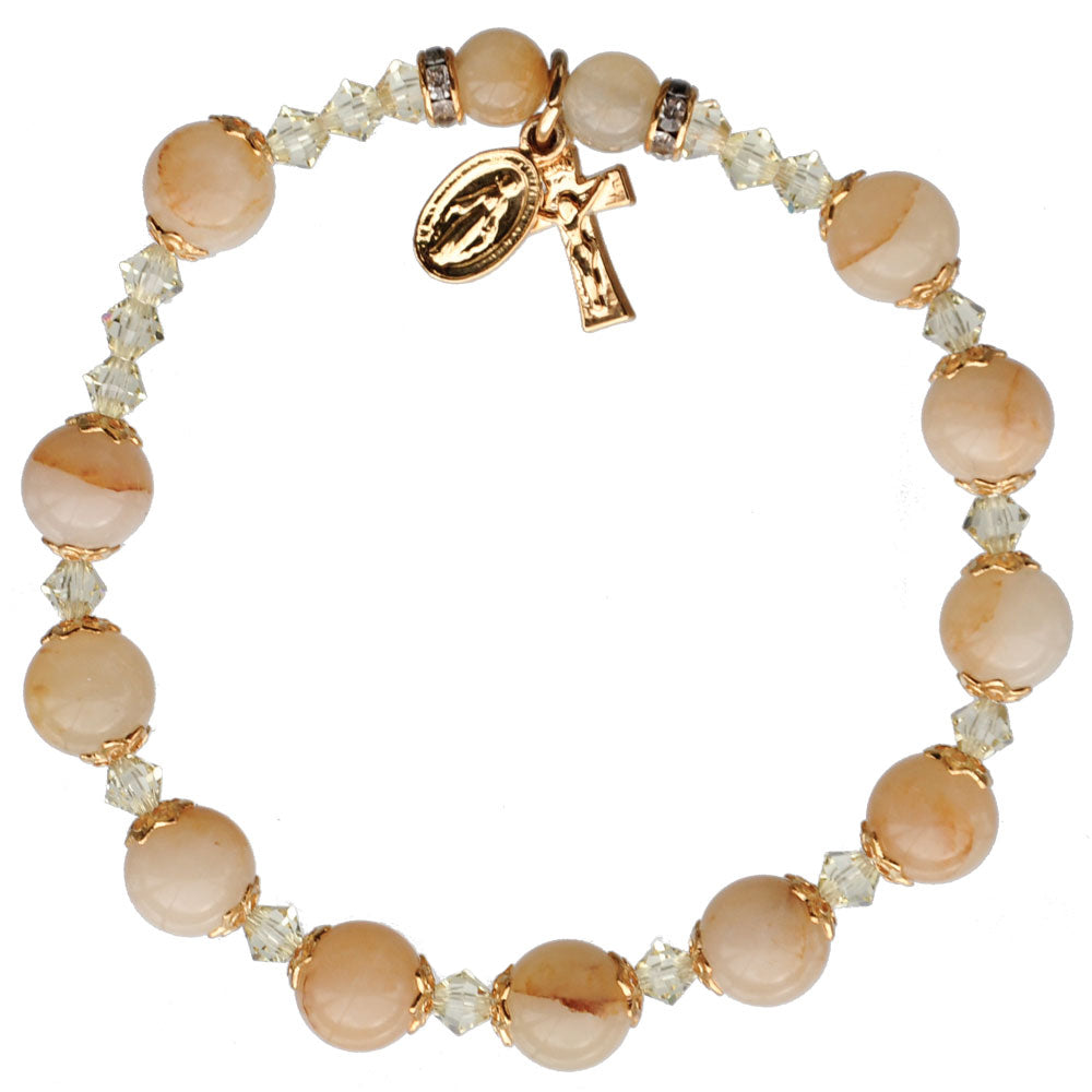 8mm Genuine Gold Jade Rosary Bracelet