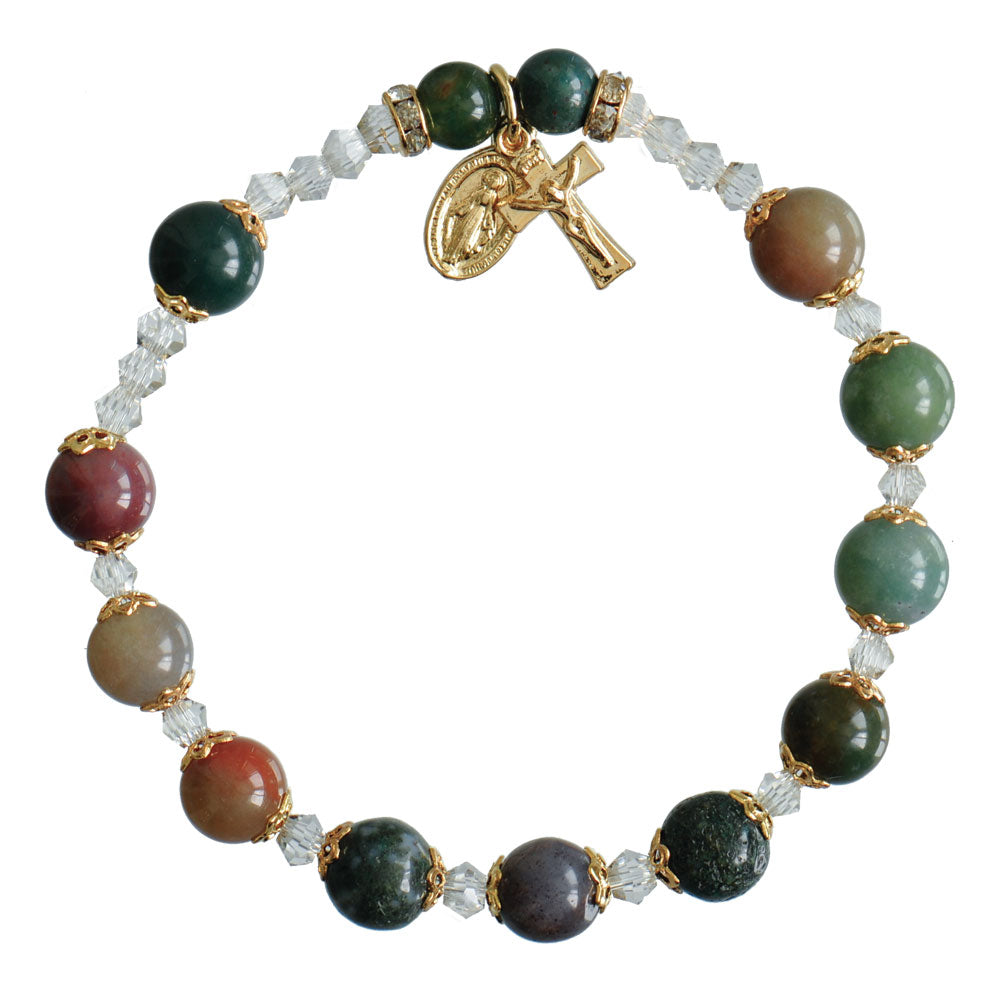 8mm Genuine Multicolor Onyx Rosary Bracelet