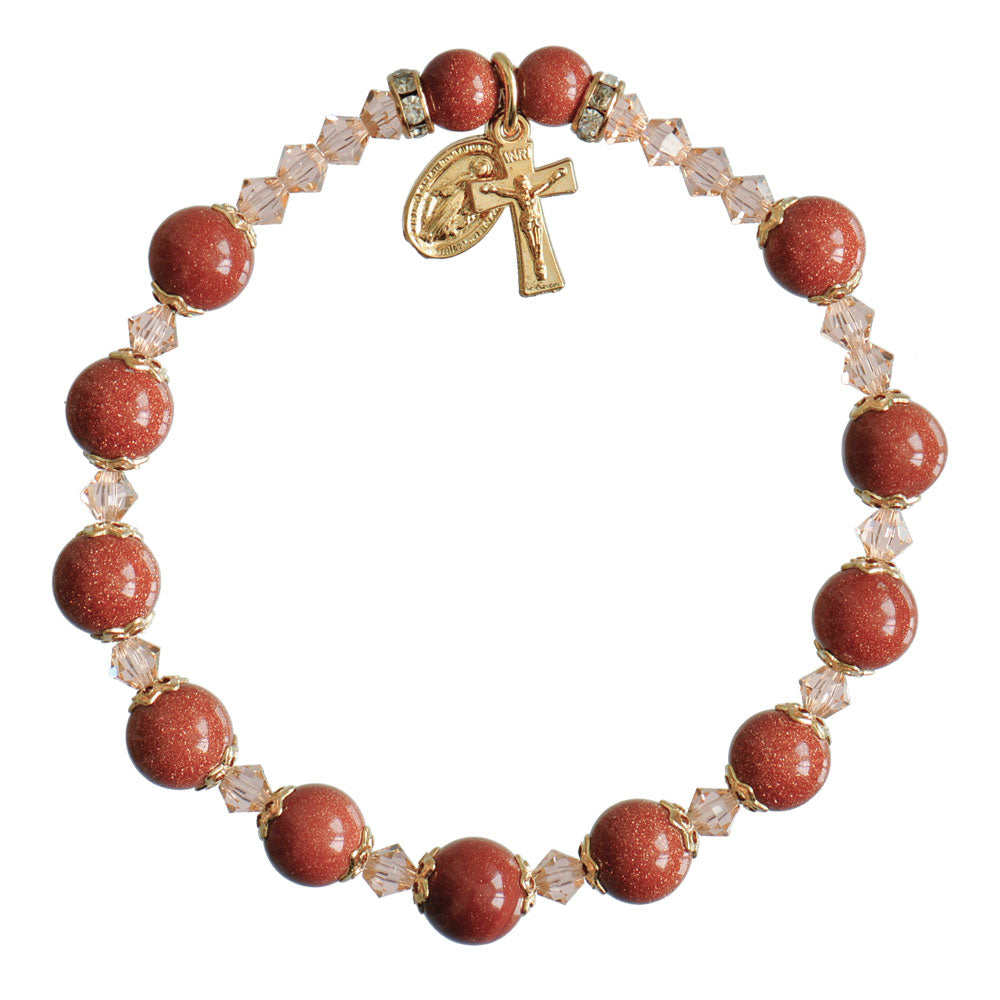 8mm Genuine Gold Stone Rosary Bracelet