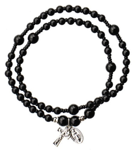 4mm Genuine Black Onyx Twist Rosary Bracelet