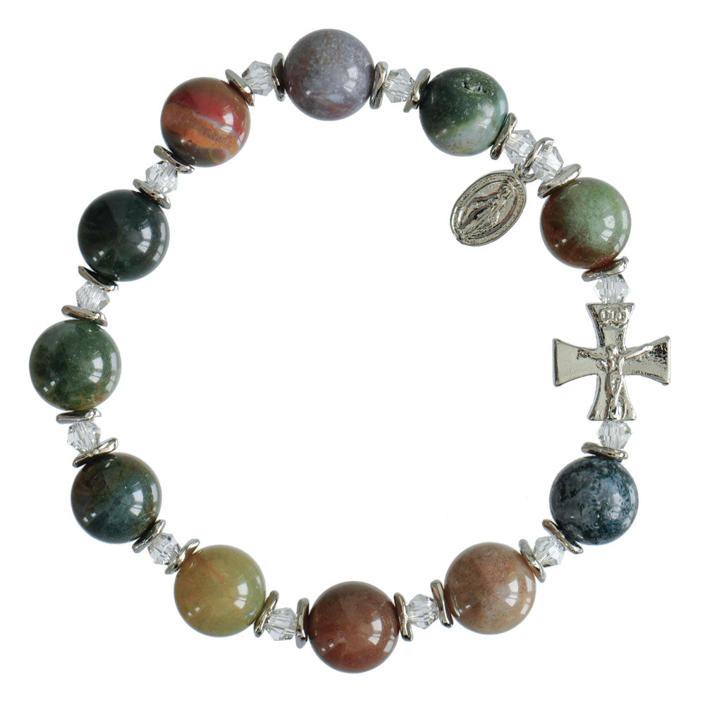 10mm Genuine Multicolor Onyx Rosary Bracelet