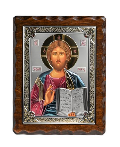 Sterling Silver & Wood Christ the Teacher Plaque