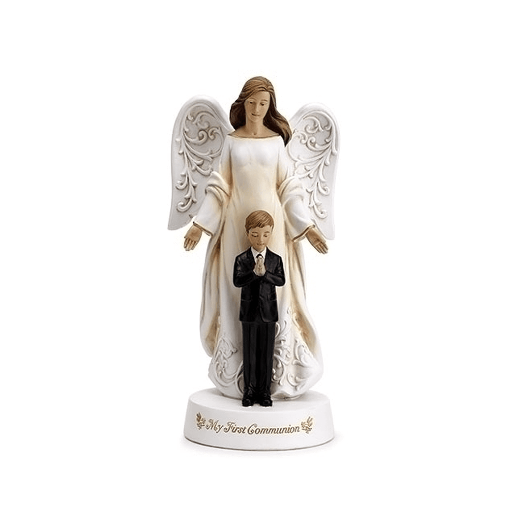 Boy's First Communion with Angel Statue