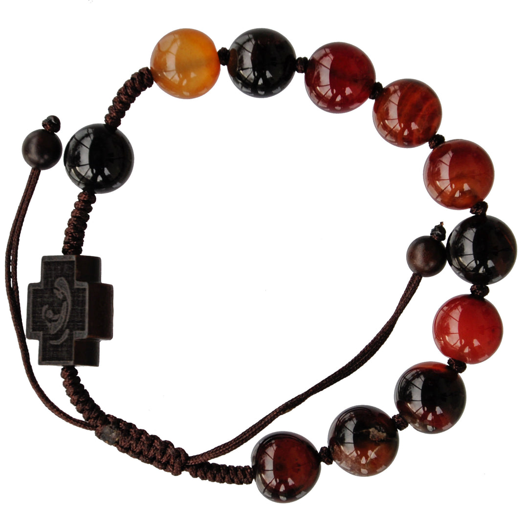 10mm Adjustable Agate & Jujube Wood Rosary Bracelet