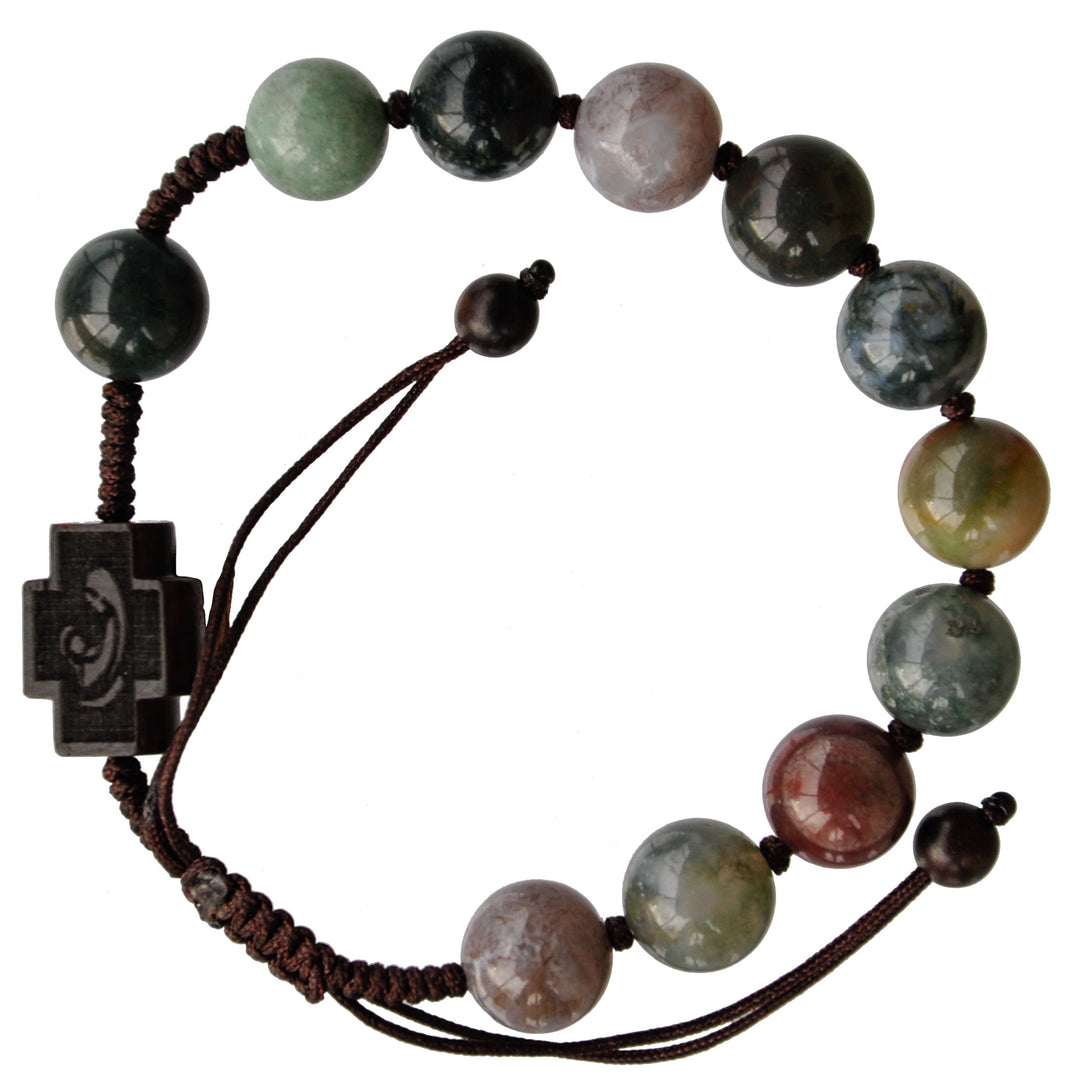 10mm Adj Multicolor Onyx & Jujube Wood Rosary Bracelet