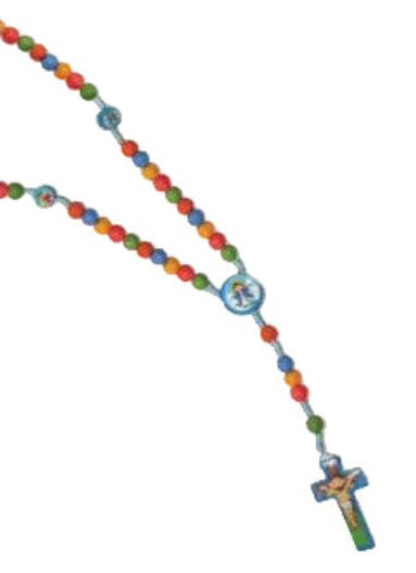 14.5" Multicolored Wood Bead Children's Rosary