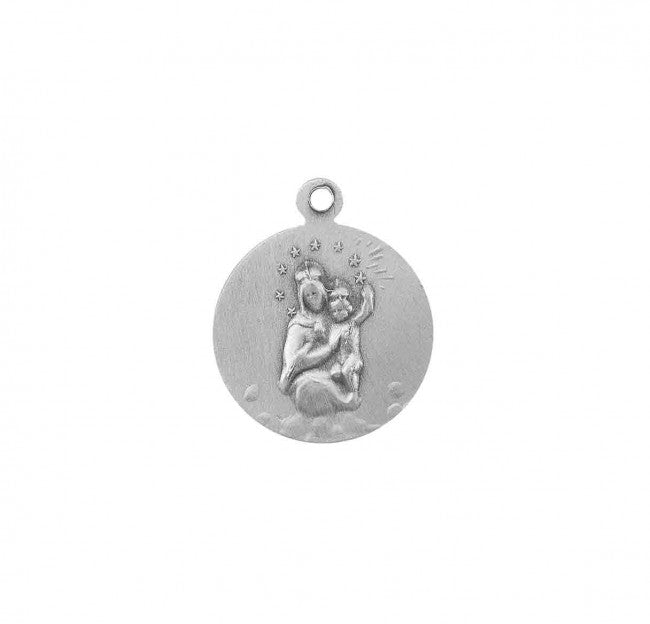 Sterling Silver Round Scapular Sacred Heart of Jesus Medal