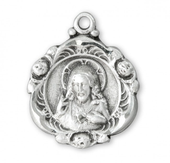 Sacred Heart of Jesus Sterling Silver Scapular Medal