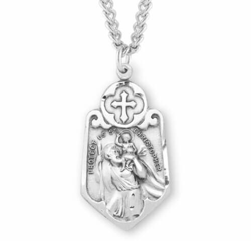 1-1/4" Sterling Silver St. Christopher Medal with Chain