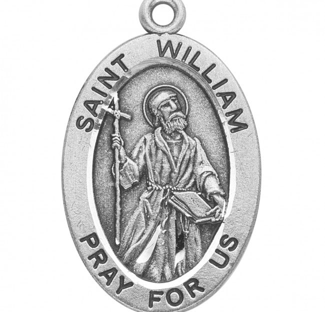 St. William Sterling Silver Oval Medal with Chain