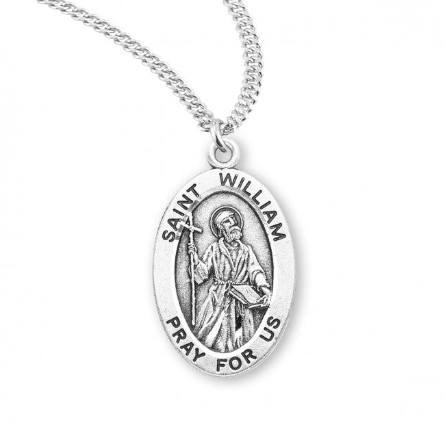 St. William Sterling Silver Oval Medal with Chain